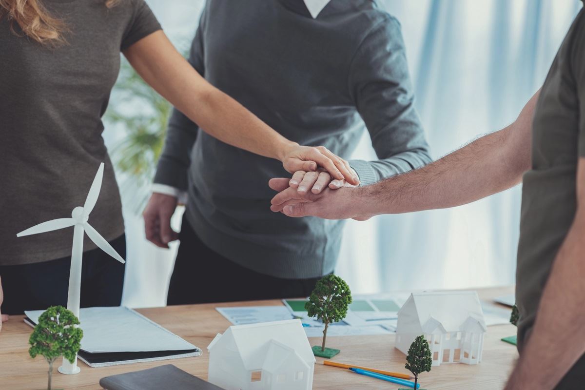 A team embodying sustainability in business.